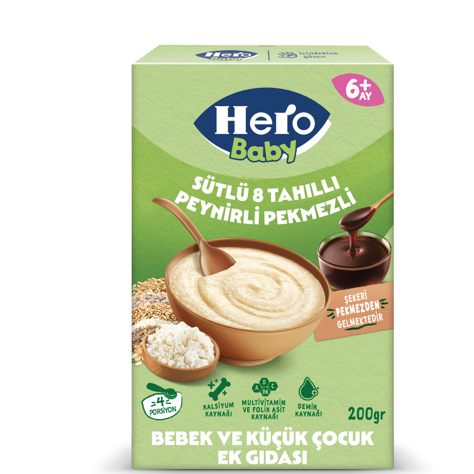سرلاک 8 غله هیرو بیبی (Hero Baby) با شیر، پنیر و شیره