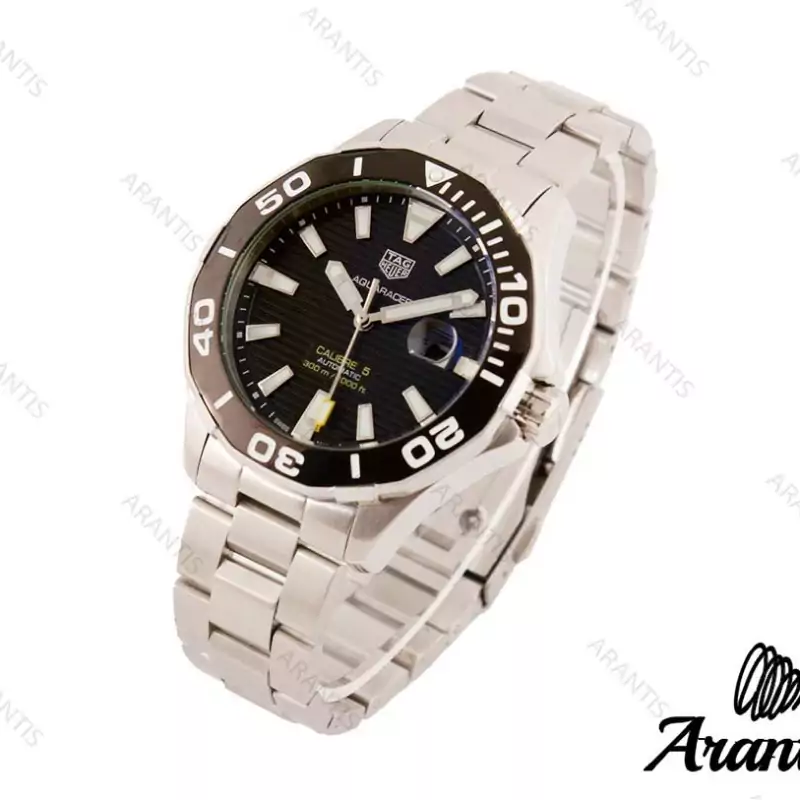 ساعت تگ هویر آکواریسر نقره ای مات صفحه مشکی Tag Heuer Aquaracer