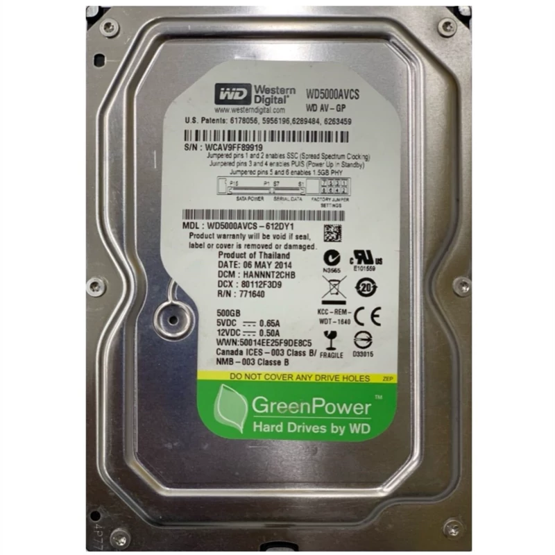 هارد دیسک وسترن دیجیتال Green Power مدل WD5000AVCS ظرفیت 500 GB
