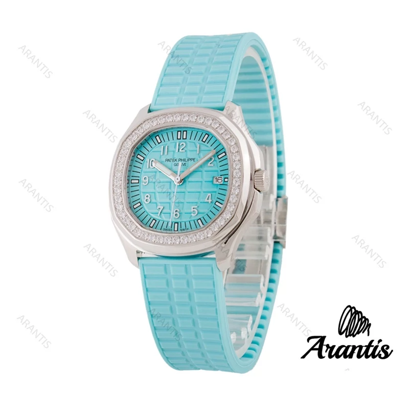 ساعت پتک فیلیپ آکوانات زنانه نقره ای نگیندار صفحه بنفش Patek Philippe Aquanaut