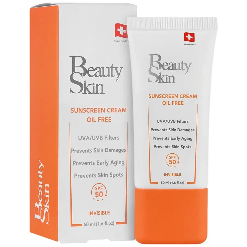 کرم ضد آفتاب بدون رنگ بی اس بیوتی اسکین SPF 50 مدل OF-IN مناسب برای پوست های چرب حجم 50 میلی لیتر