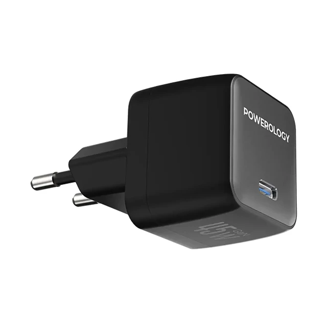 آداپتور شارژ 45W پاورولوژی با کابل تایپ سی Powerology QX 45W GaN Adapter PWCUQC056