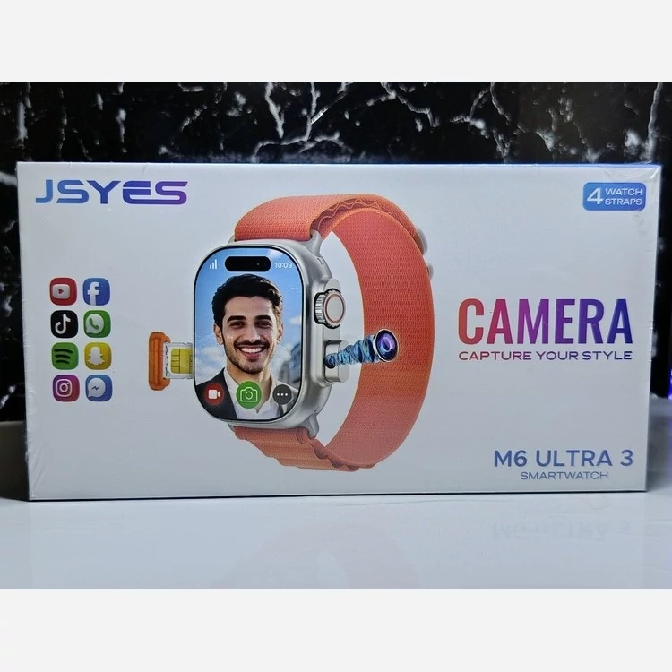 ساعت سیمکارت خور دوربین دار هوشمند 49 میلی جیسیس مدل M6 ultra3 با بند سیلیکنی