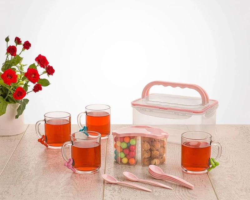 ست چای خوری لیمون 4 نفره دسته دار (الوان) کد 17835 (پس کرایه)