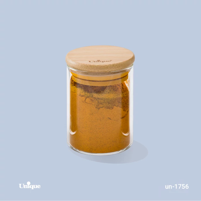 جا ادویه پیرکس خارجی درب چوبی گرد 6 سانت یونیک کد 1756