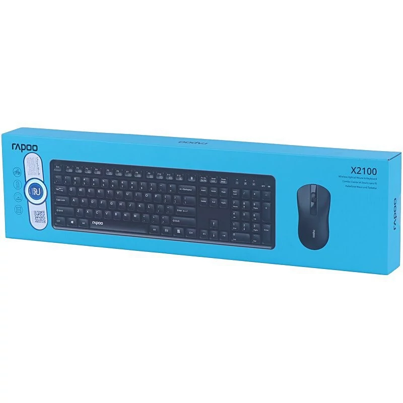 ست کیبورد و ماوس بی‌سیم رپو مدل X2100 (اتصال پایدار ۲.۴ گیگاهرتز / ارگونومیک)
