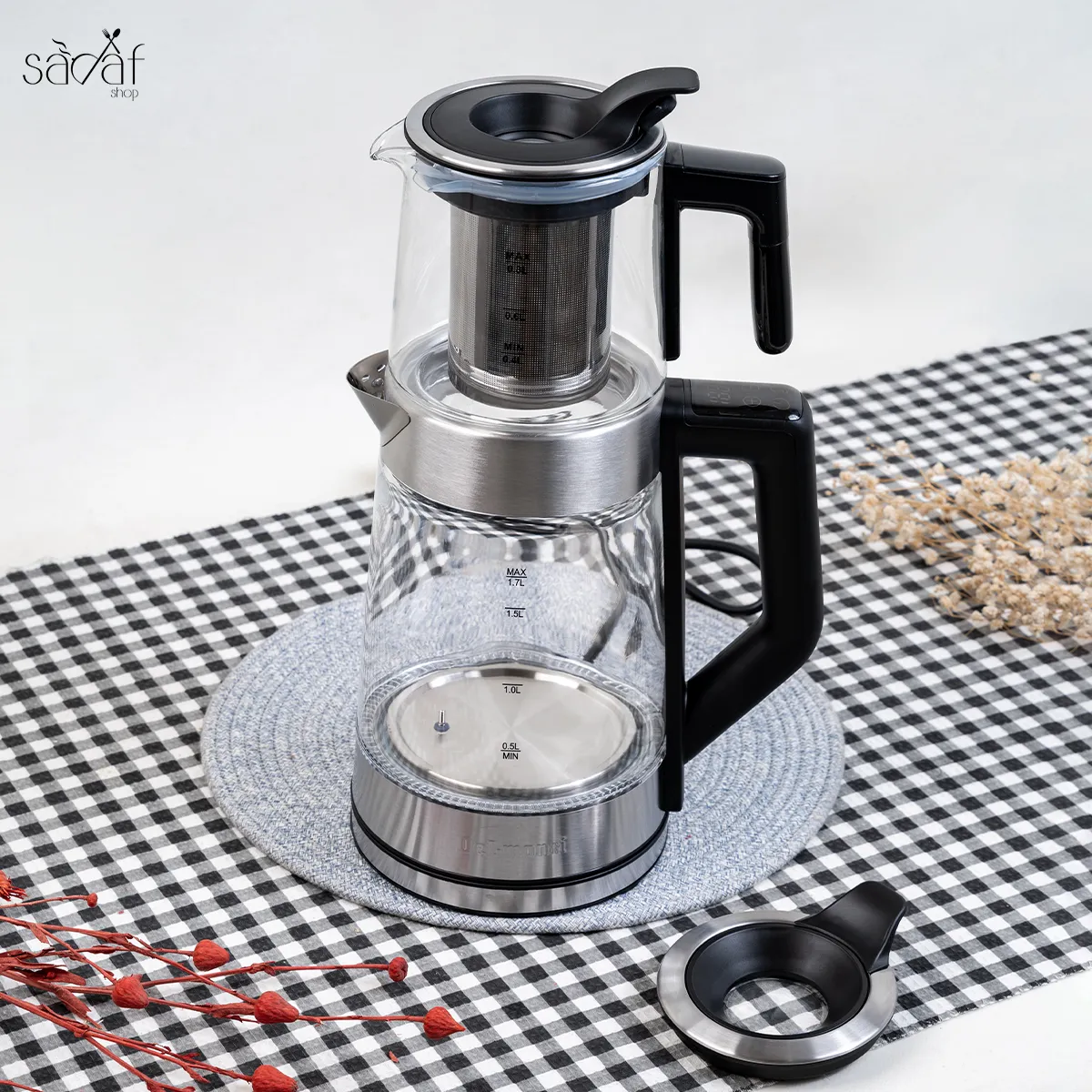 چای ساز روی هم استیل/شیشه DL-450 دلمونتی
