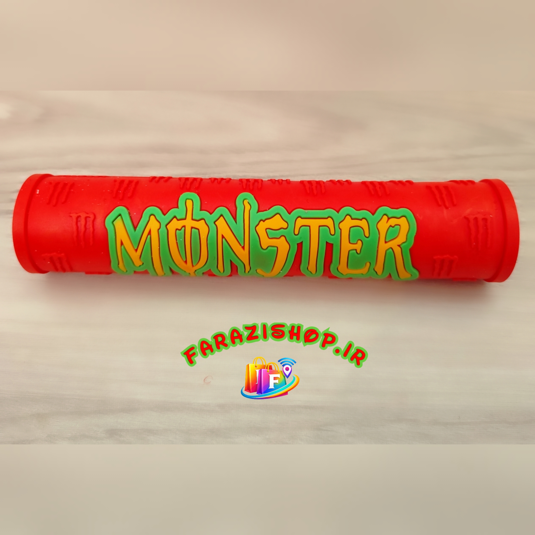 ابر میل فرمان سیلیکونی موتور سیکلت رنگ قرمز MONSTER