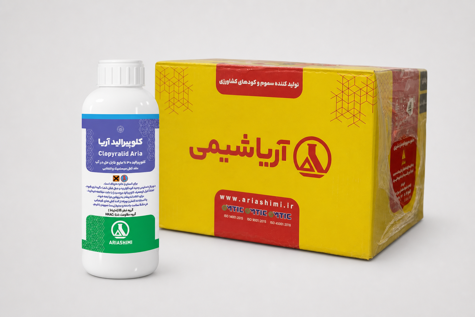 علف کش کلوپیرالید 30٪ SL آریاشیمی – بطری 1 لیتری (فروش عمده – کارتن 12 عددی)