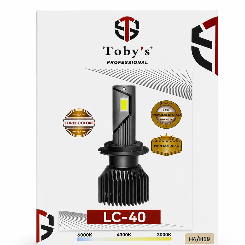 هدلایت سه رنگ Tobys LC-40 پایه H4 - سه رنگ نور واقعی برای هر شرایط رانندگی با یکسال گارانتی