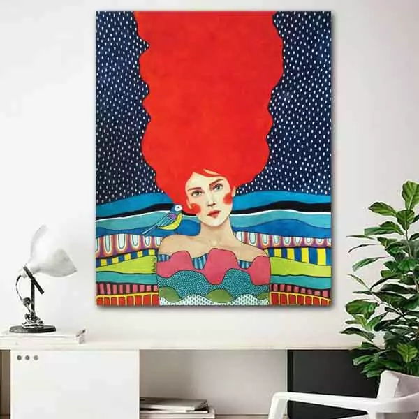 تابلو بوم چاپی لاویا نقاشی ترک طرح زن کد ART-1103
