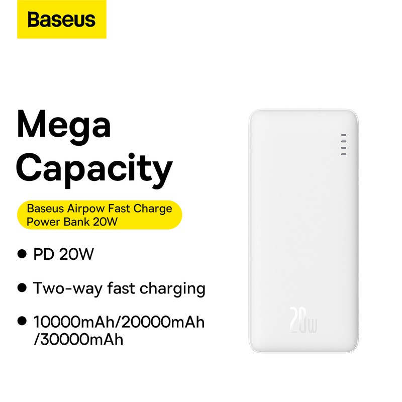 پاوربانک بیسوس مدل Airpow 20W ظرفیت 30000 میلی آمپر ساعت