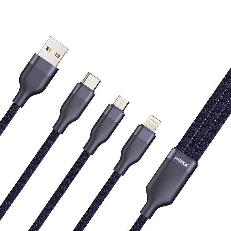 کابل تبدیل USB به لایتنینگ USB-C MICRO USB هیسکا مدل LX-32 طول 1.2 متر