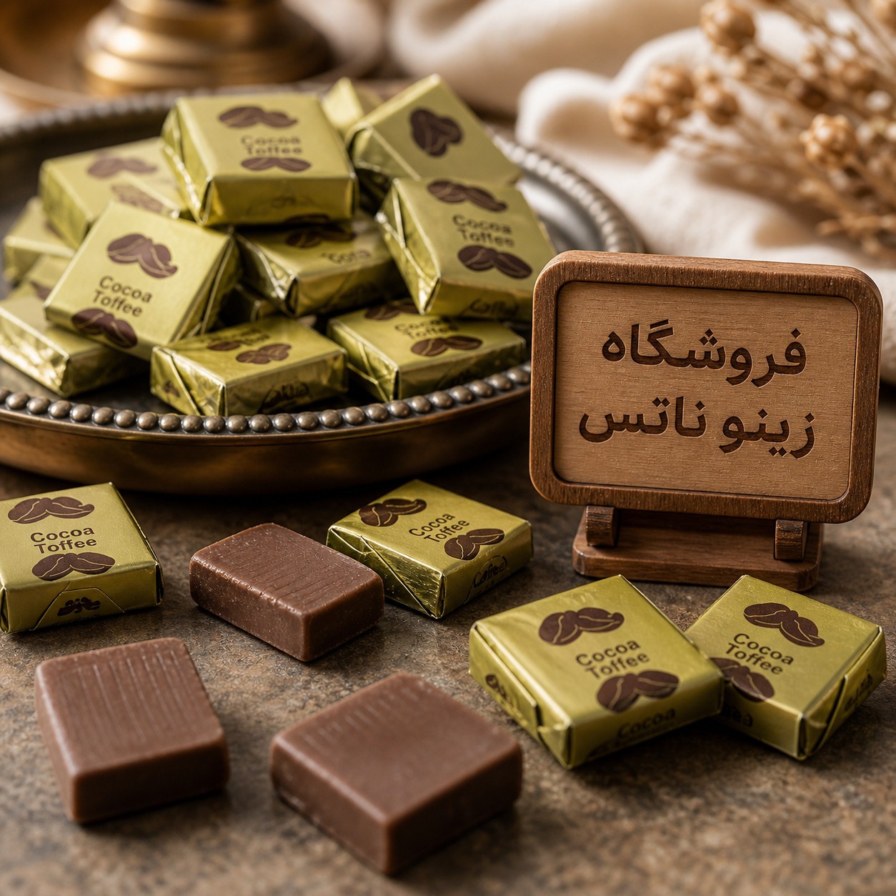 تافی شکلات چهار گوش آیدین 100 گرمی 