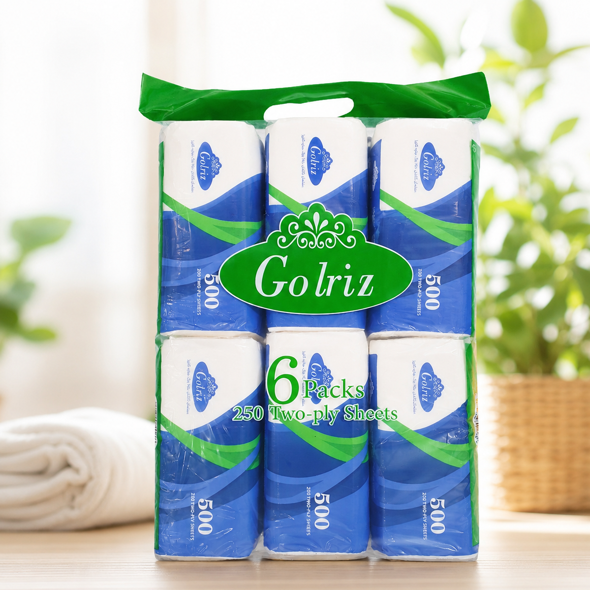 دستمال کاغذی گلریز /2 لایه/ 500 برگ/(بسته 6 عددی)