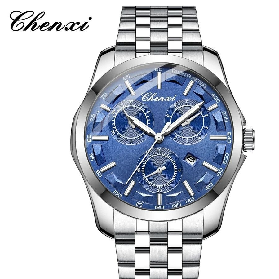 ساعت مچی مردانه چنکسی مدل CHENXI 024 نقره ای آبی