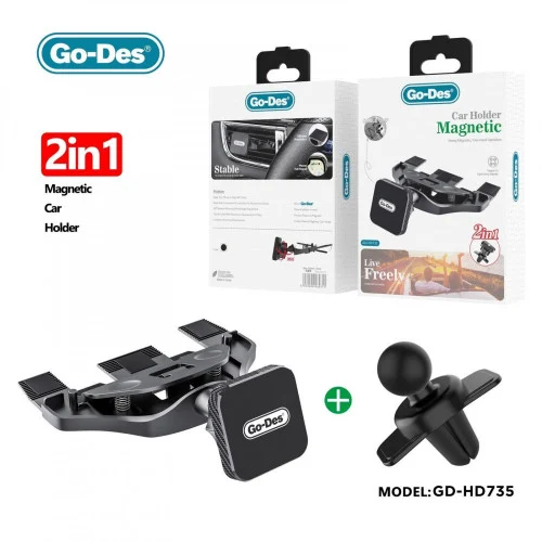 هولدر مغناطیسی خودرو گو-دس مدل Go-Des GD-HD735 2in1