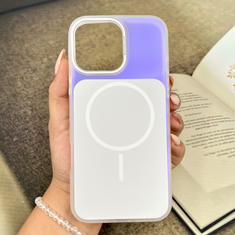 قاب گوشی iPhone 16 Pro Max آیفون Pastel ice یخی پاستلی هولوگرامی طرح مگ سیف Magsafe لنز برجسته سفید کد 589969