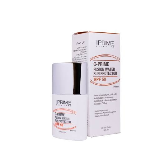 فلوئید ضد آفتاب پرایم مدل فیوژن واتر حاوی ویتامین سی با SPF50 