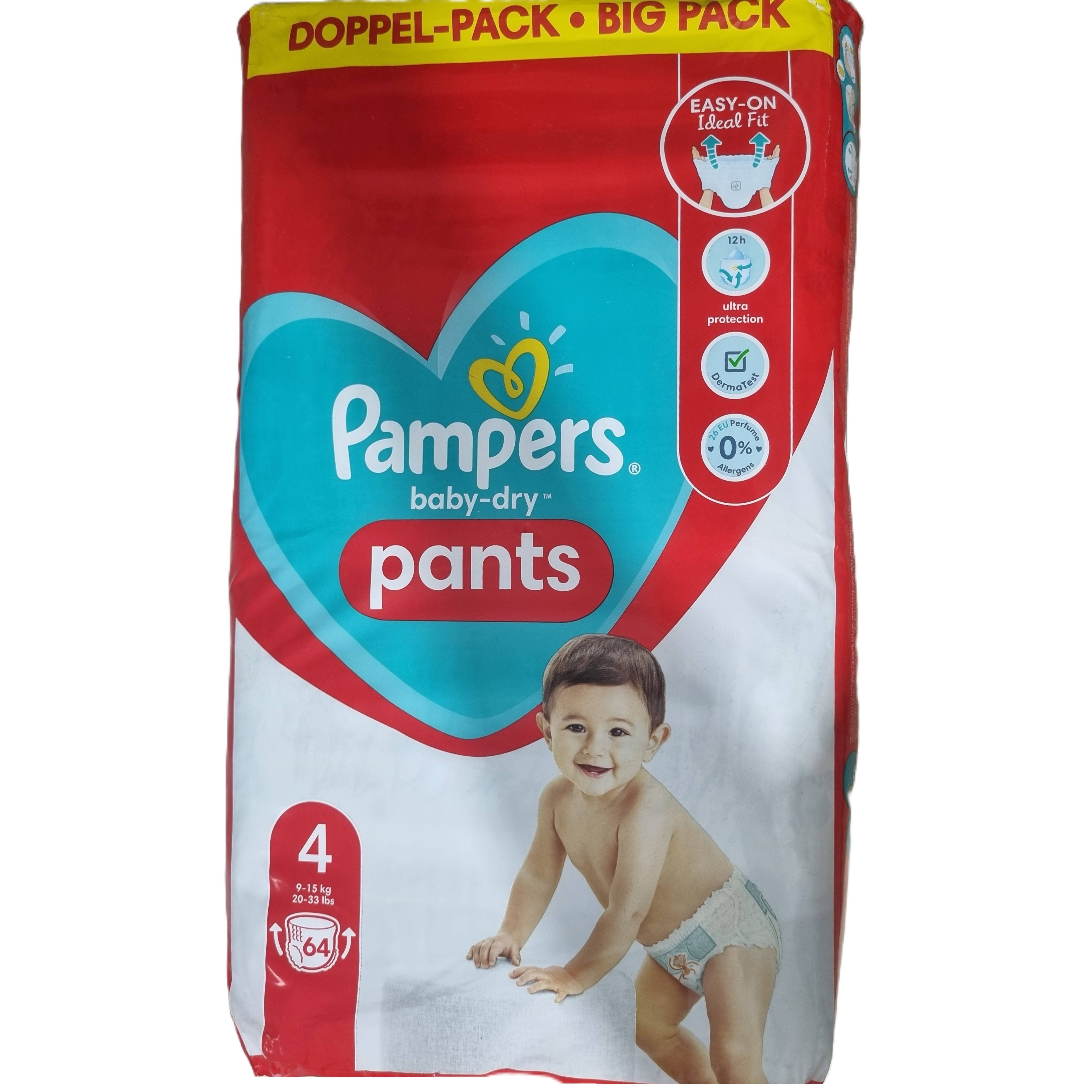 پوشک پمپرز سایز 4 مدل شورتی بسته 64 عددی(تولید 21 11 28)