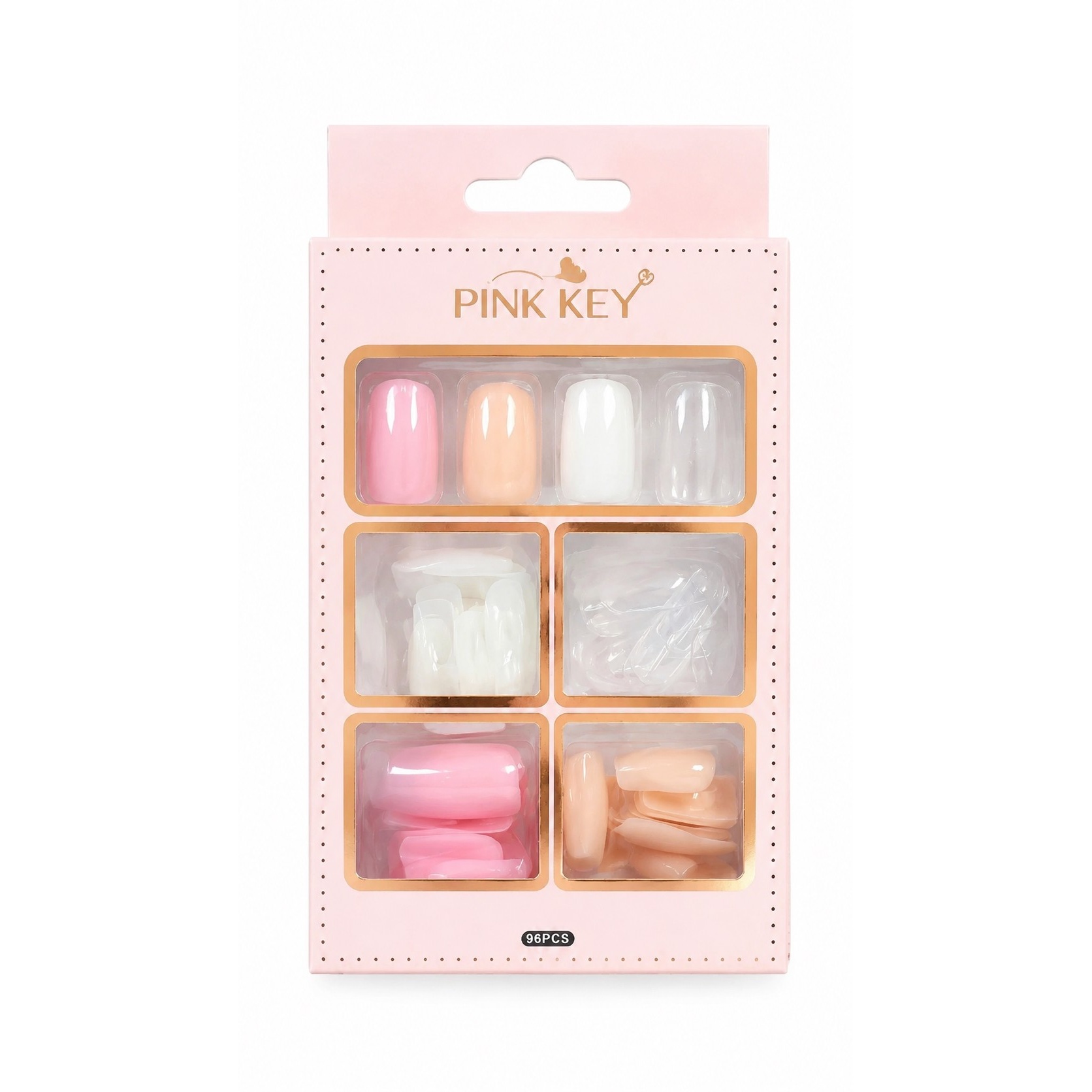 ناخن مصنوعی طرح دار PINK KEY مدل فروشگاهی با طراحی شیک و ظاهری طبیعی