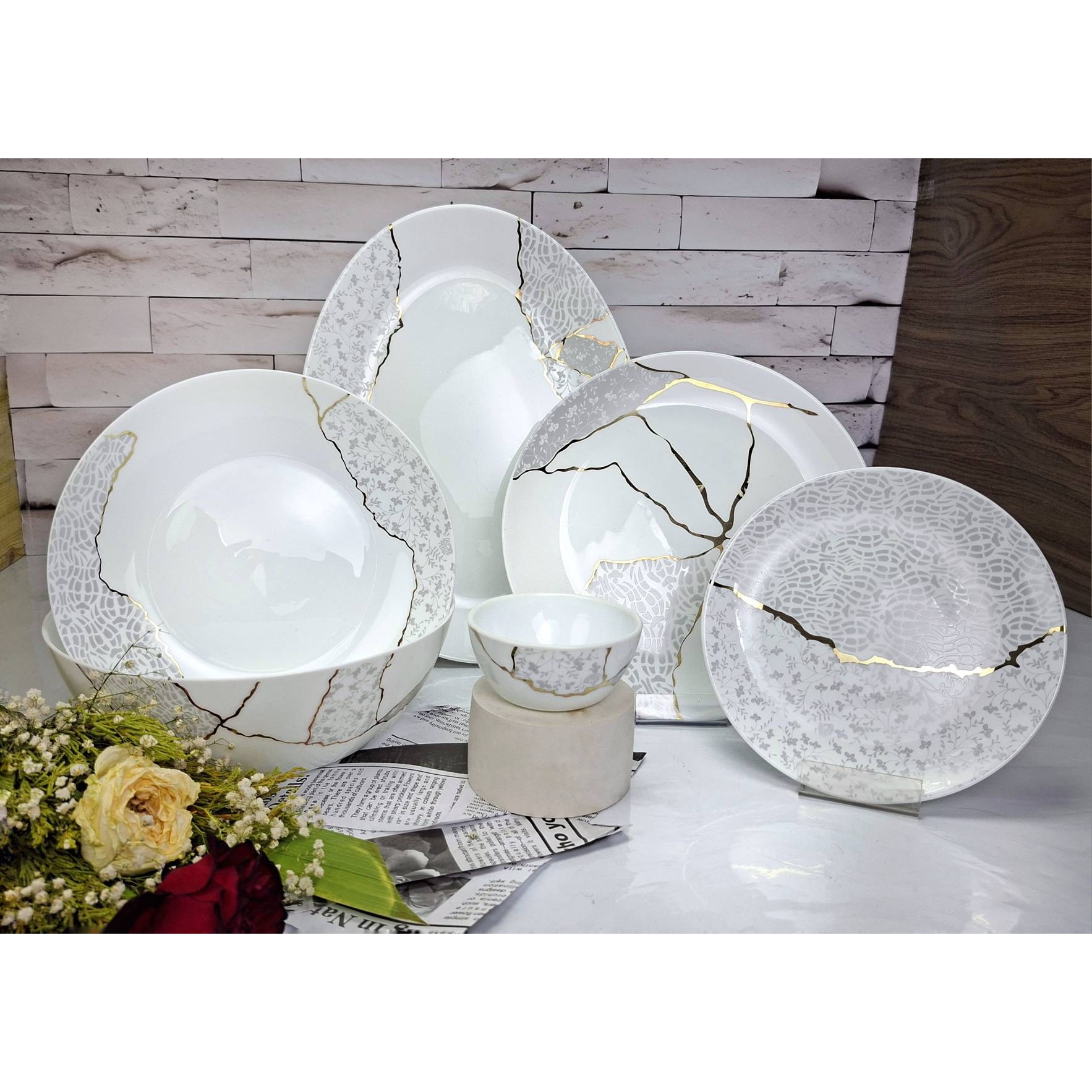 سرویس 26 پارچه آرکوپال طرح اسکالر طوسی