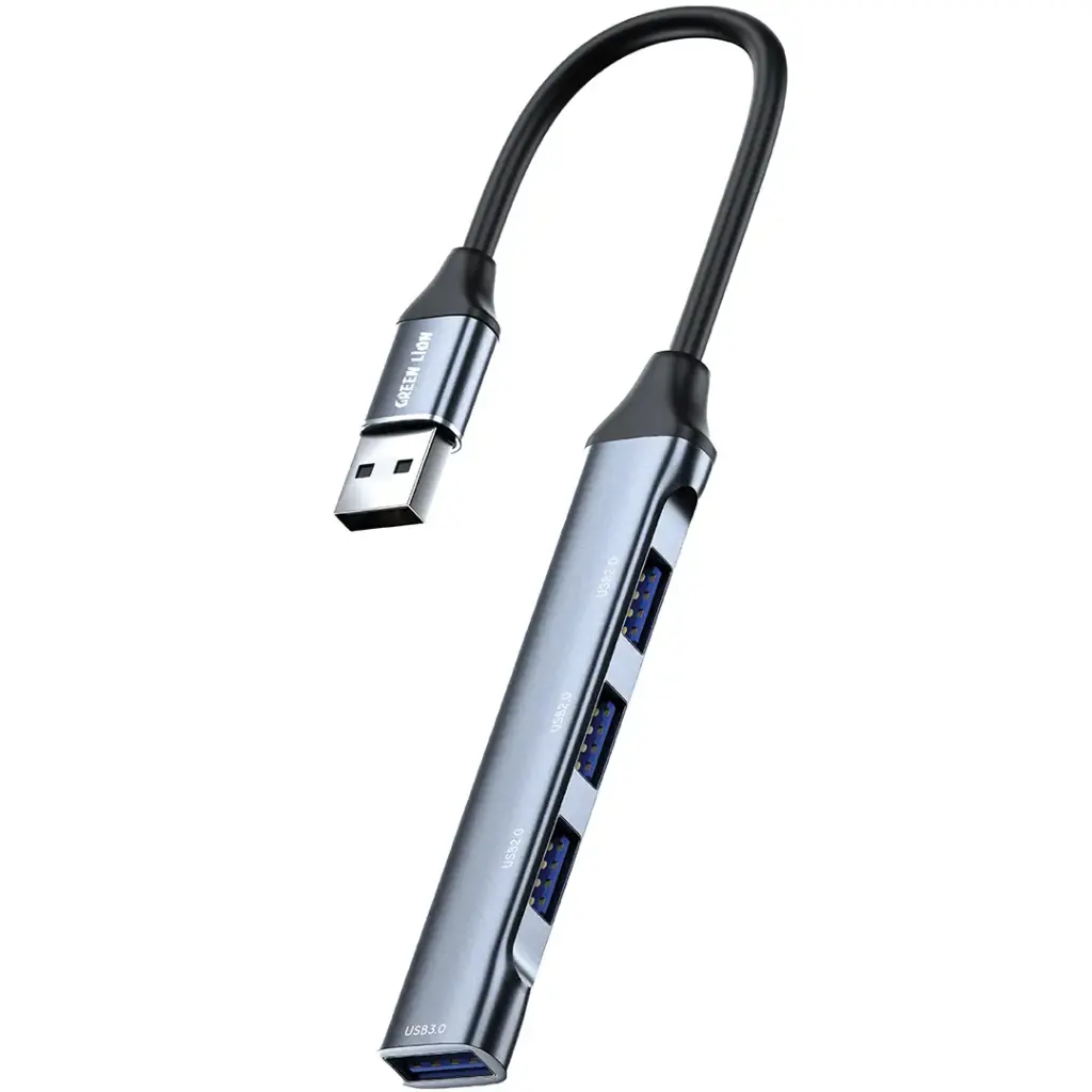هاب USB چهارکاره گرین لاین 4 در 1 با تبدیل USB-A و انتقال داده پرسرعت GN4N10HUSBABK