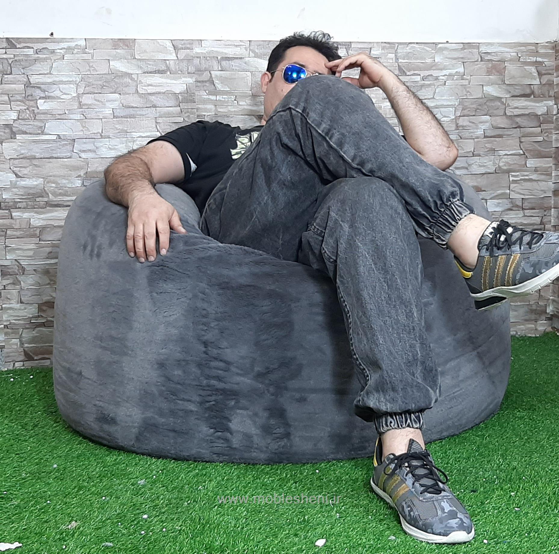 بین بگ الیافی یک نفره قطر 100 در ارتفاع70 باخز پوست سوپر سافت