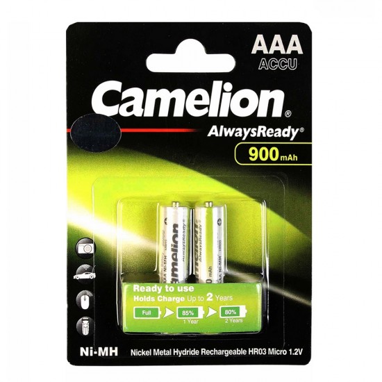 باتری نیم قلمی شارژی کملیون 900mAh Always Ready بسته 2 تایی