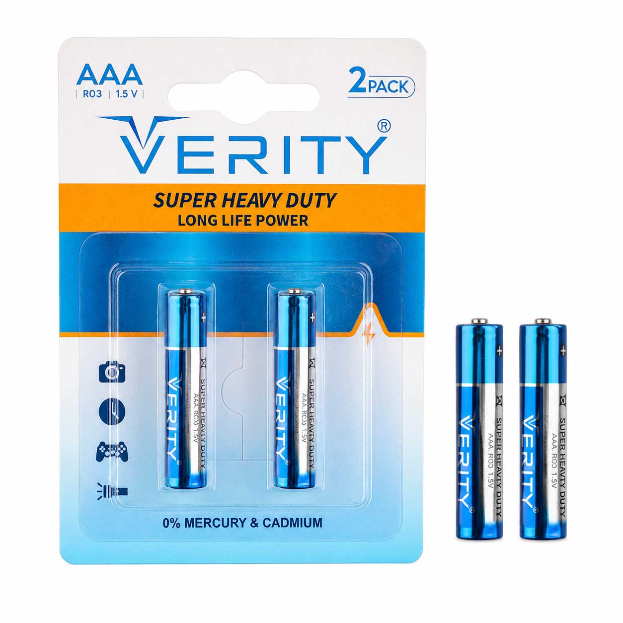 باتری نیم قلمی VERITY Hevy Duty کارتی بسته 2 تایی