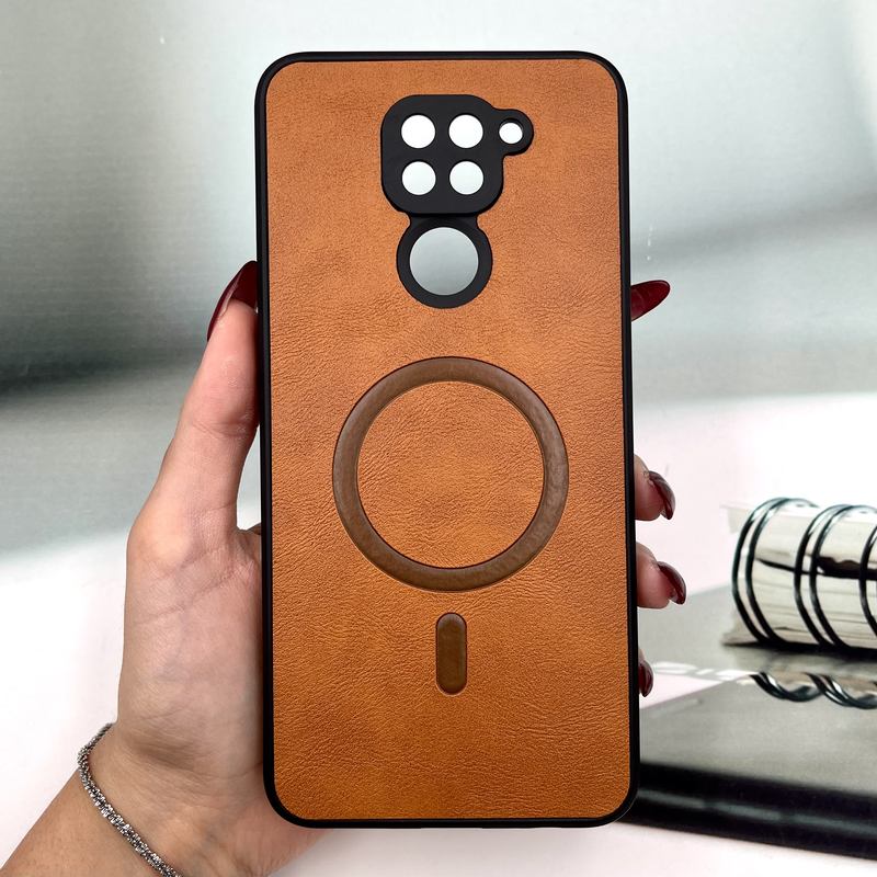 قاب گوشی Redmi Note 9 / Redmi 10X شیائومی Elite Leather Case چرم طرح مگ سیف Magsafe محافظ لنز دار عسلی کد 884157
