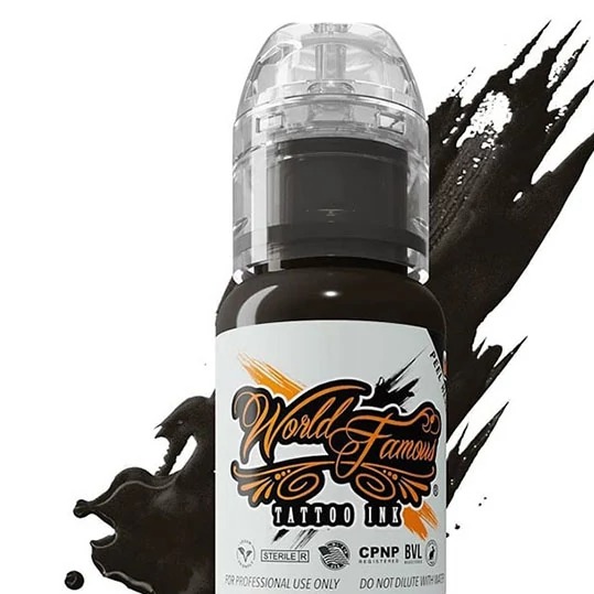 رنگ تاتو ورد فیمس بدلنز براون WORLD FAMOUS INK قهوه ای تیره BADLANDS BROWN حجم 15 میل رنگ تتو