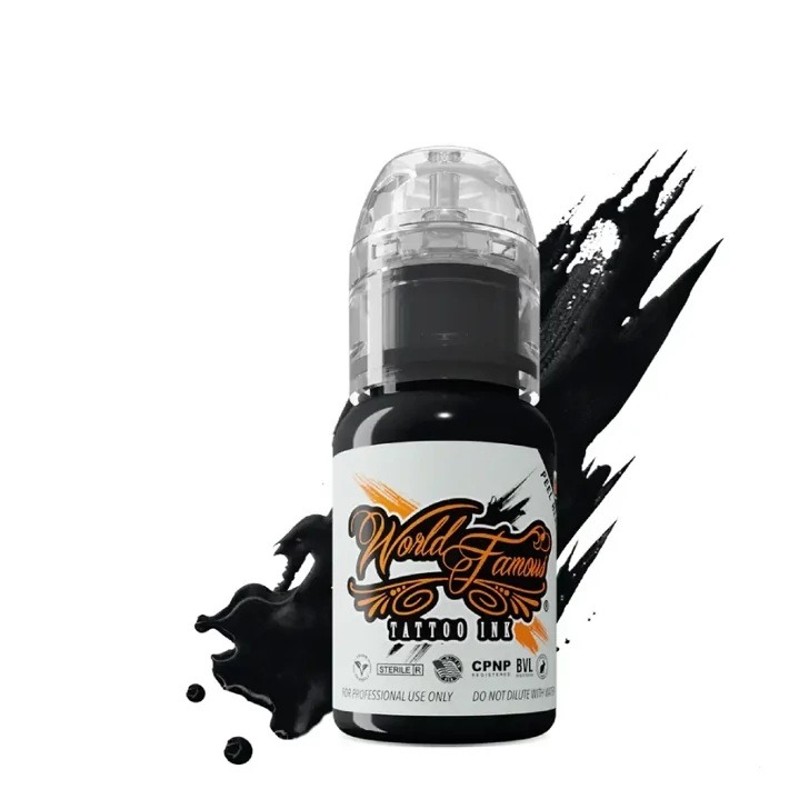 رنگ تاتو ورد فیمس اوت لاینینگ اینک WORLD FAMOUS INK مشکی آوت لاینینگ OUTLINING INK حجم 15 میل رنگ تتو