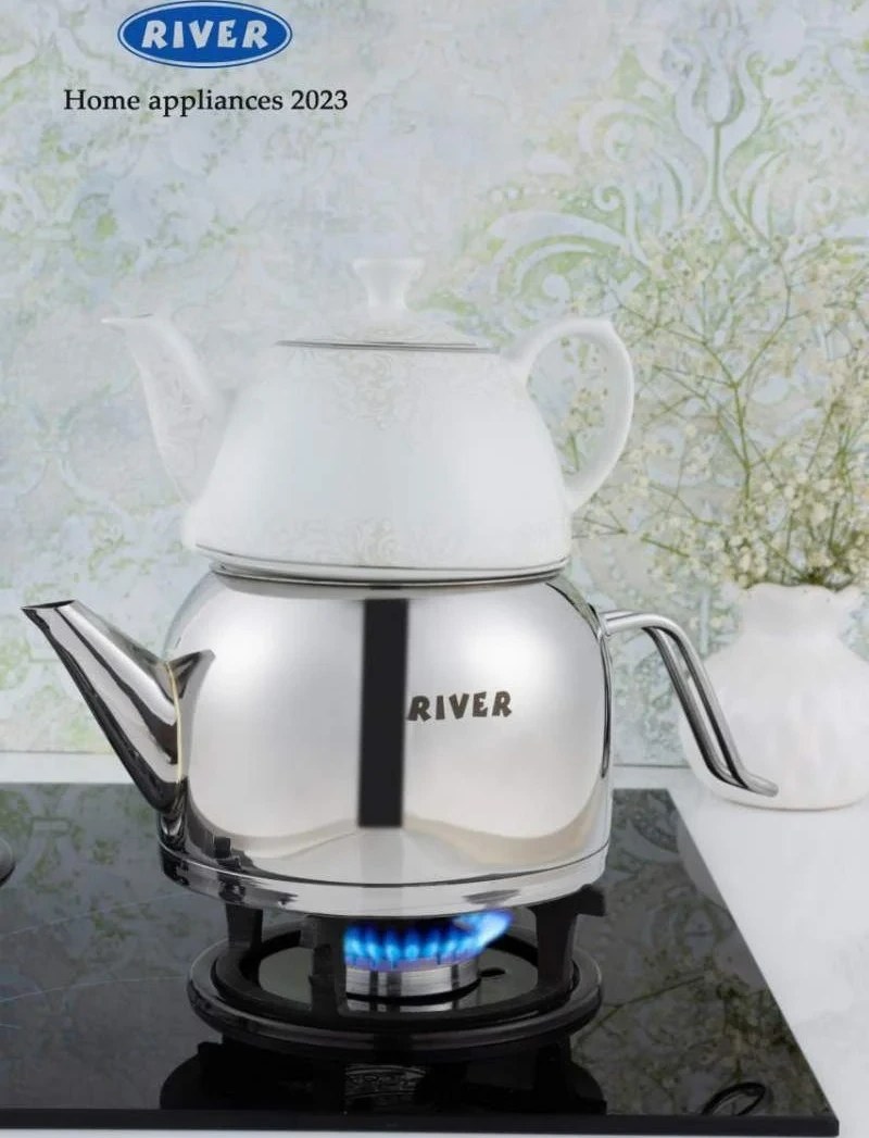کتری قوری استیل لوله 2/7لیتر دسته استیل ریور RIVER کد 3890