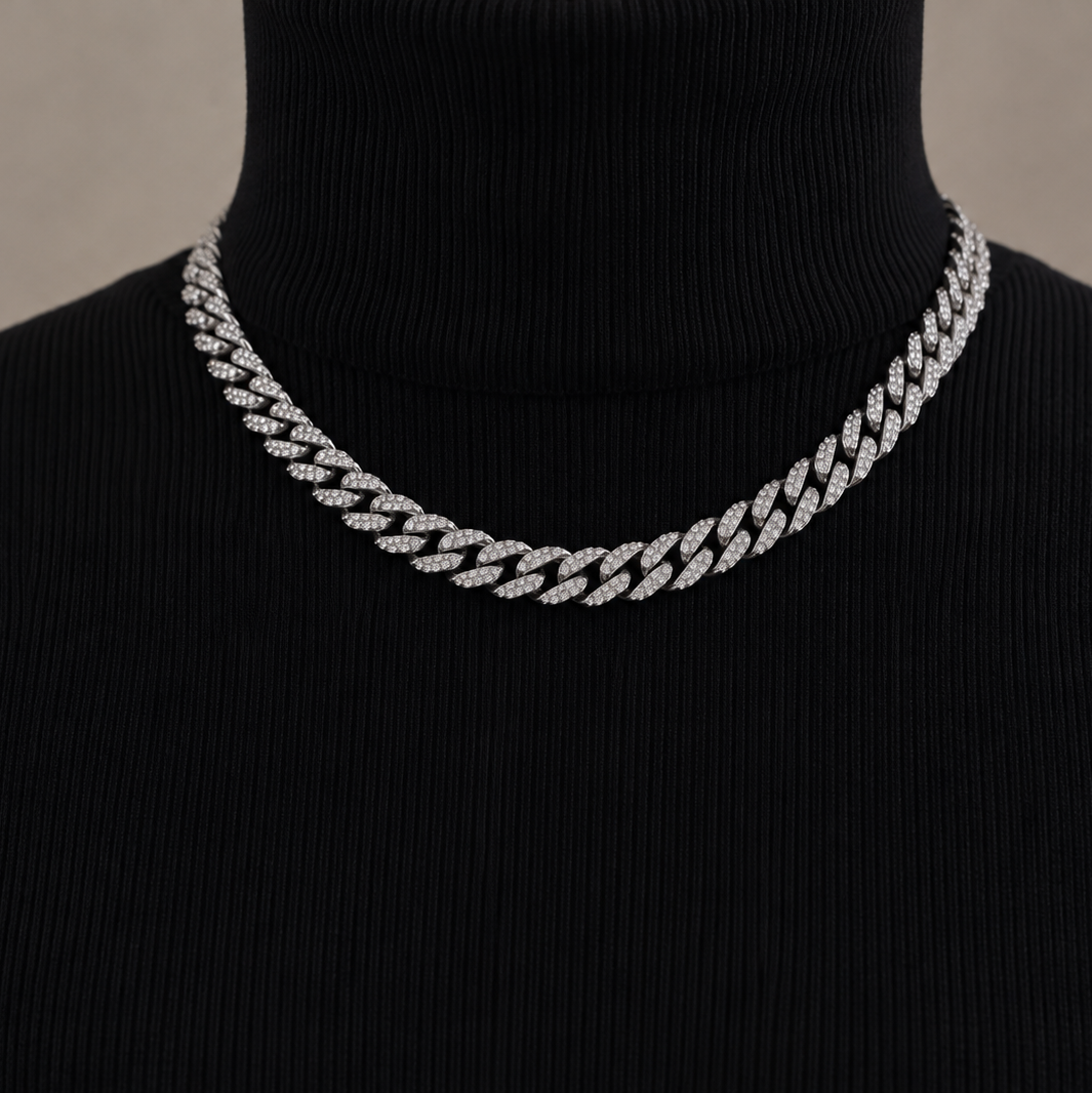 چِین کارتیه نگین دار نقره ای رنگ ثابت