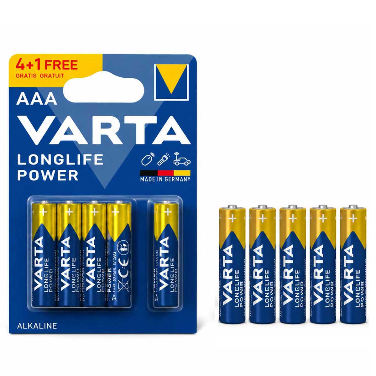باطری نیم قلمی آلکالاین VARTA Long Life Power 1+4 بسته 5 عددی