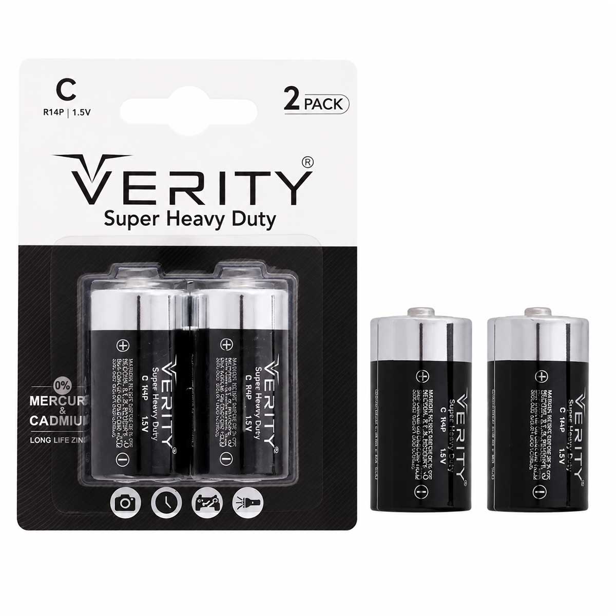 باتری سایز متوسط C کارتی VERITY بسته 2 تایی