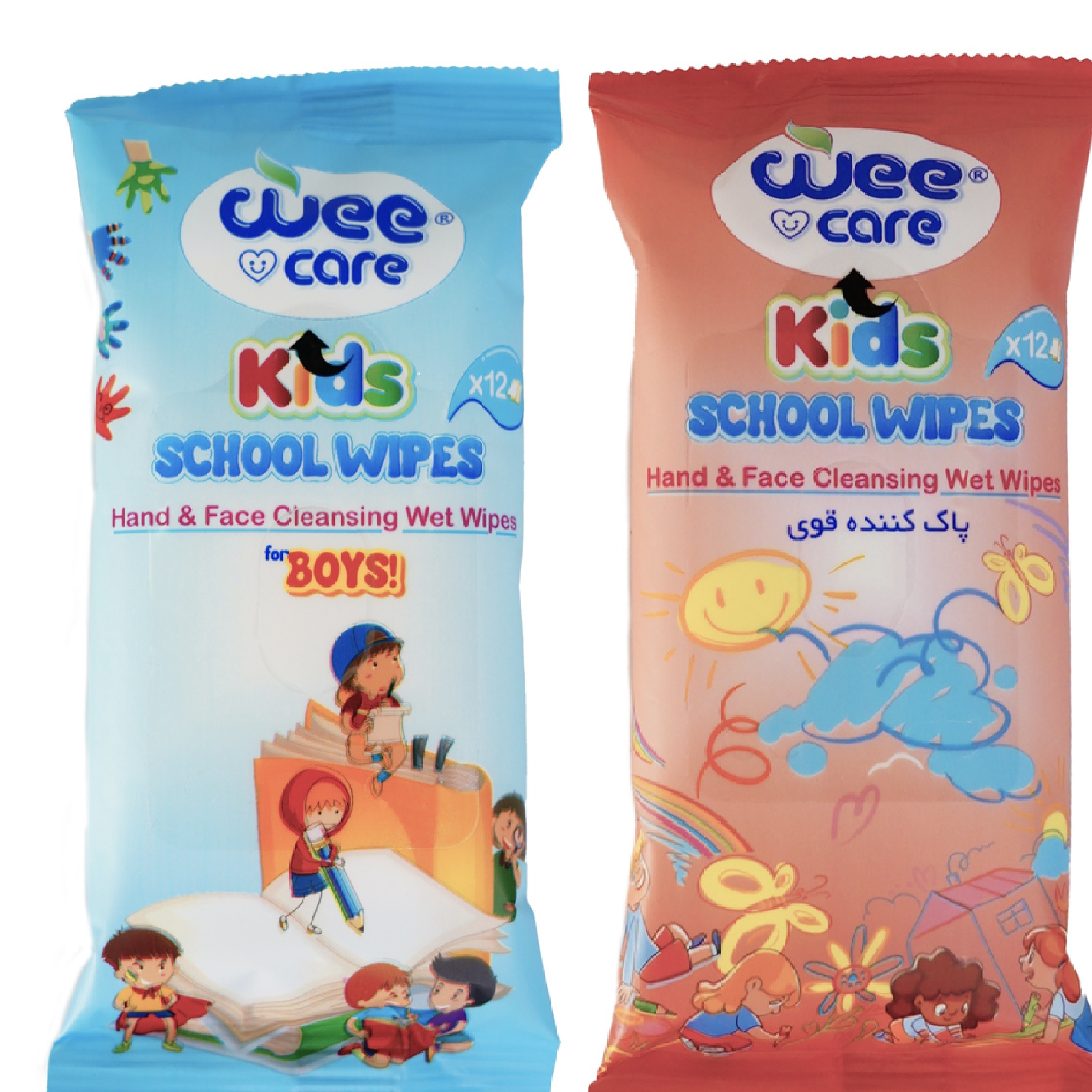 دستمال مرطوب کودک وی کر مدل جیبی Kids Wipes school boys دو بسته 12 عددی 