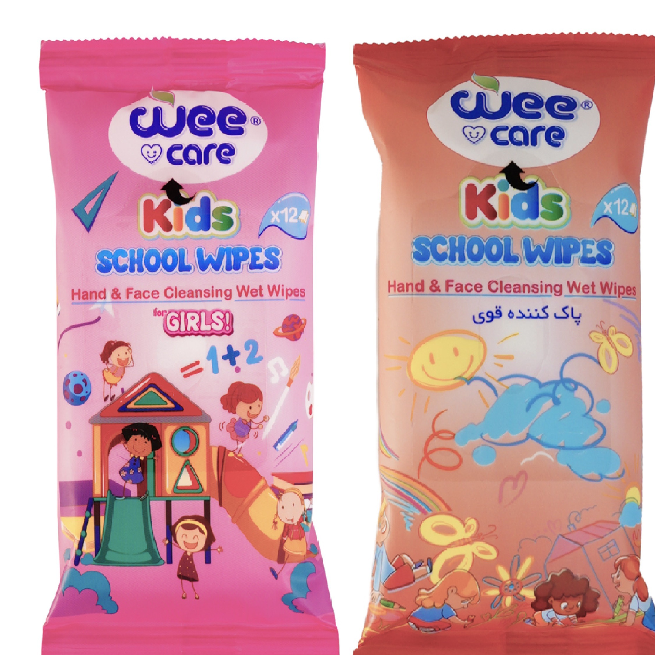 دستمال مرطوب کودک وی کر مدل جیبی Kids Wipes Happy Girls دو بسته 12 عددی