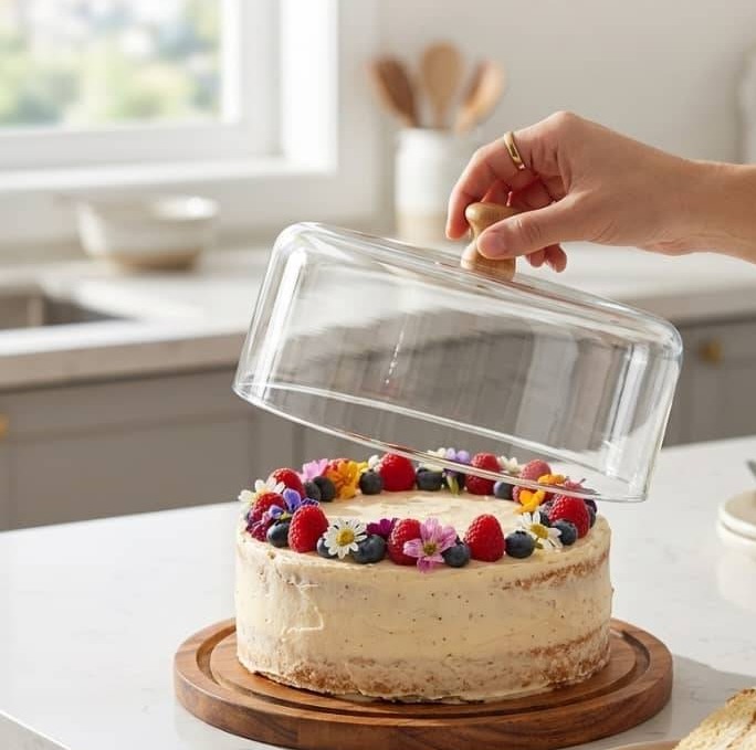 کیک خوری گرد لیمون با پایه چوبی