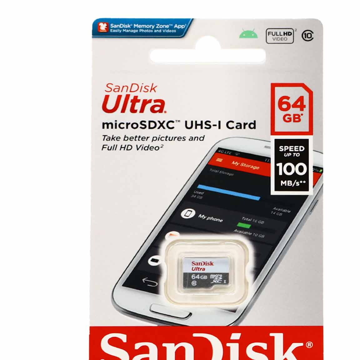 رم سندیسک SanDisk Ultra microSDXC UHS-I U1-(100MB/S) 64GB (گارانتی سورین)