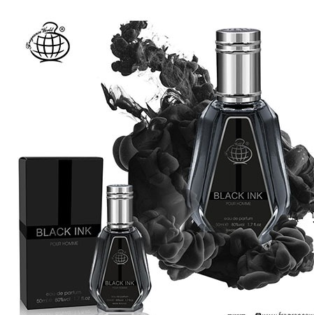  عطر ادکلن مردانه انکر نویر یا لالیک مشکی فراگرنس ورد بلک اینک پور هوم (Fragrance World Lalique Encre Noire) 50 میل