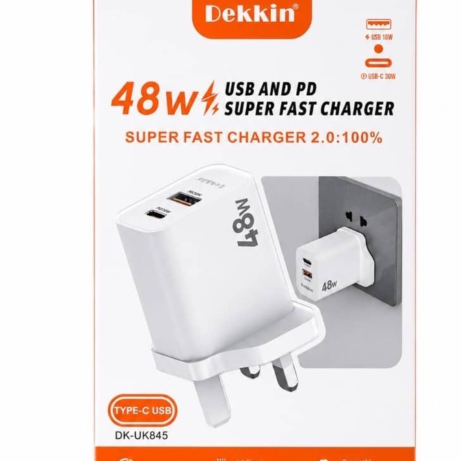 آداپتور45وات DEKIN(فست شارژ)همراه با کابل شارژ