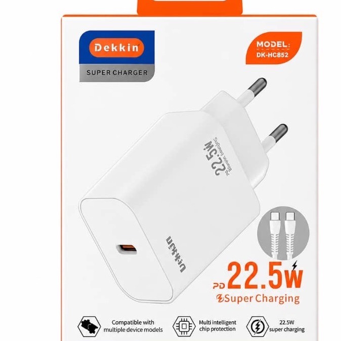 آداپتور 22.5وات DEKIN(فست شارژ)همراه با کابل شارژ