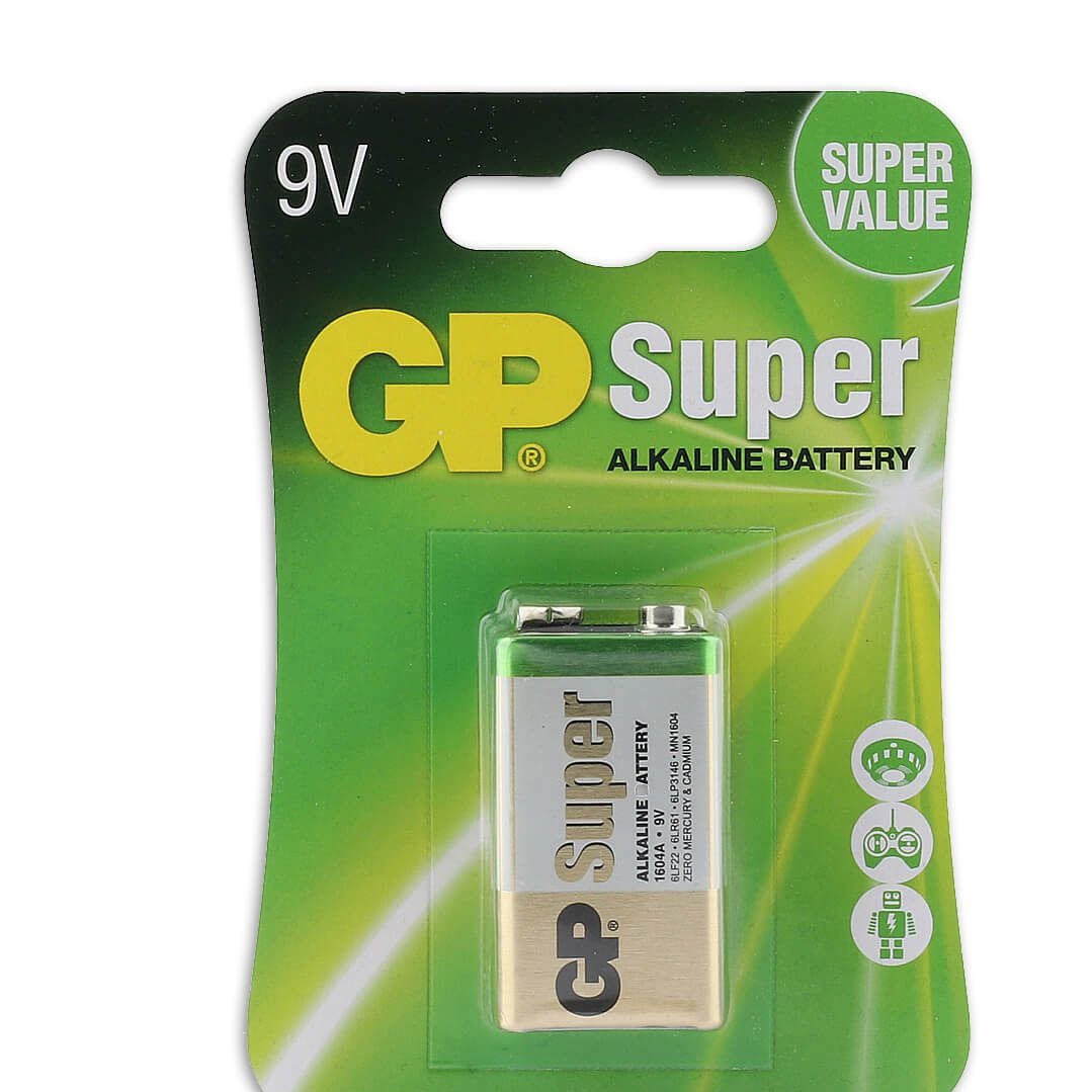 باتری کتابی 9 ولت GP Super مدل 1604A آلکالاین اصلی انرژی پایدار 