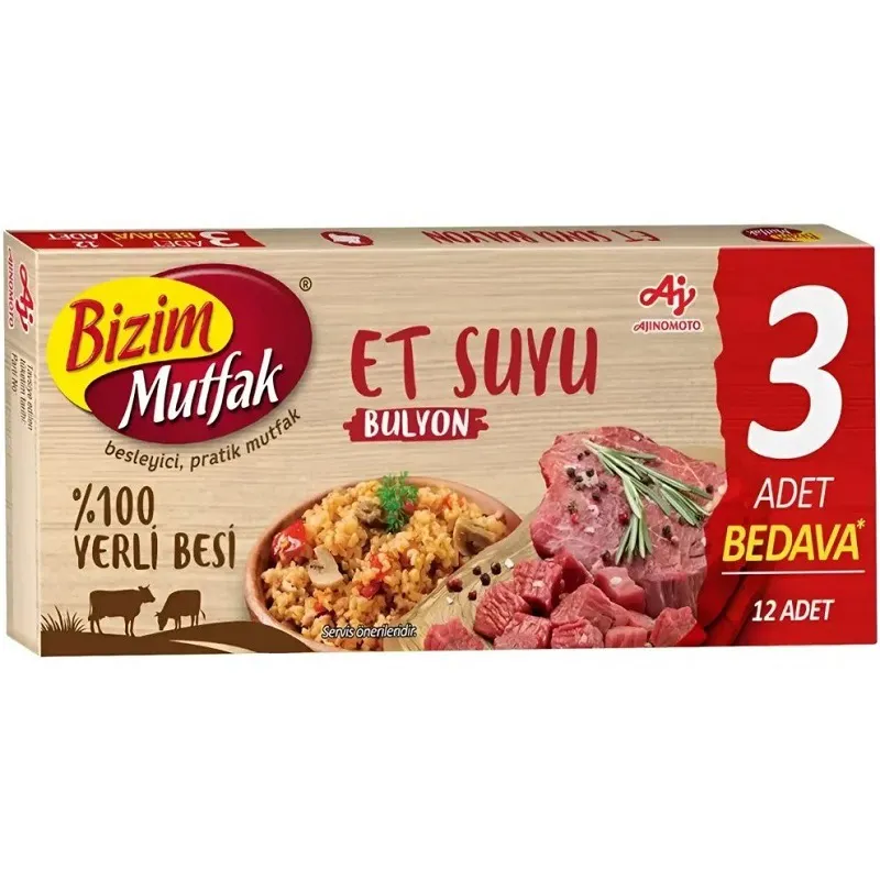 عصاره گوشت بیزیم موتفاک Bizim Mutfak مدل Et Suyu بسته 12 عددی وزن 120 گرم