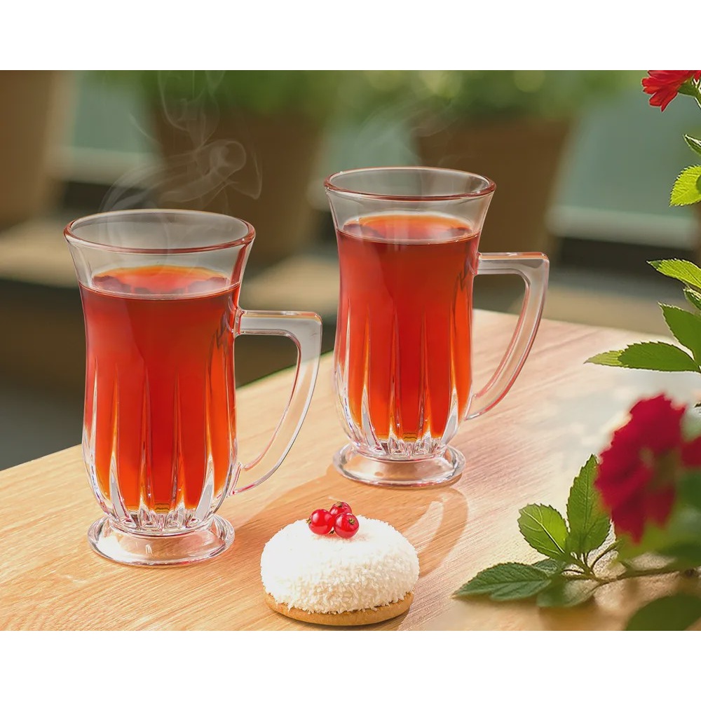 استکان 6 عددی شیشه ای لیمون مدل دسته دار کد 2447