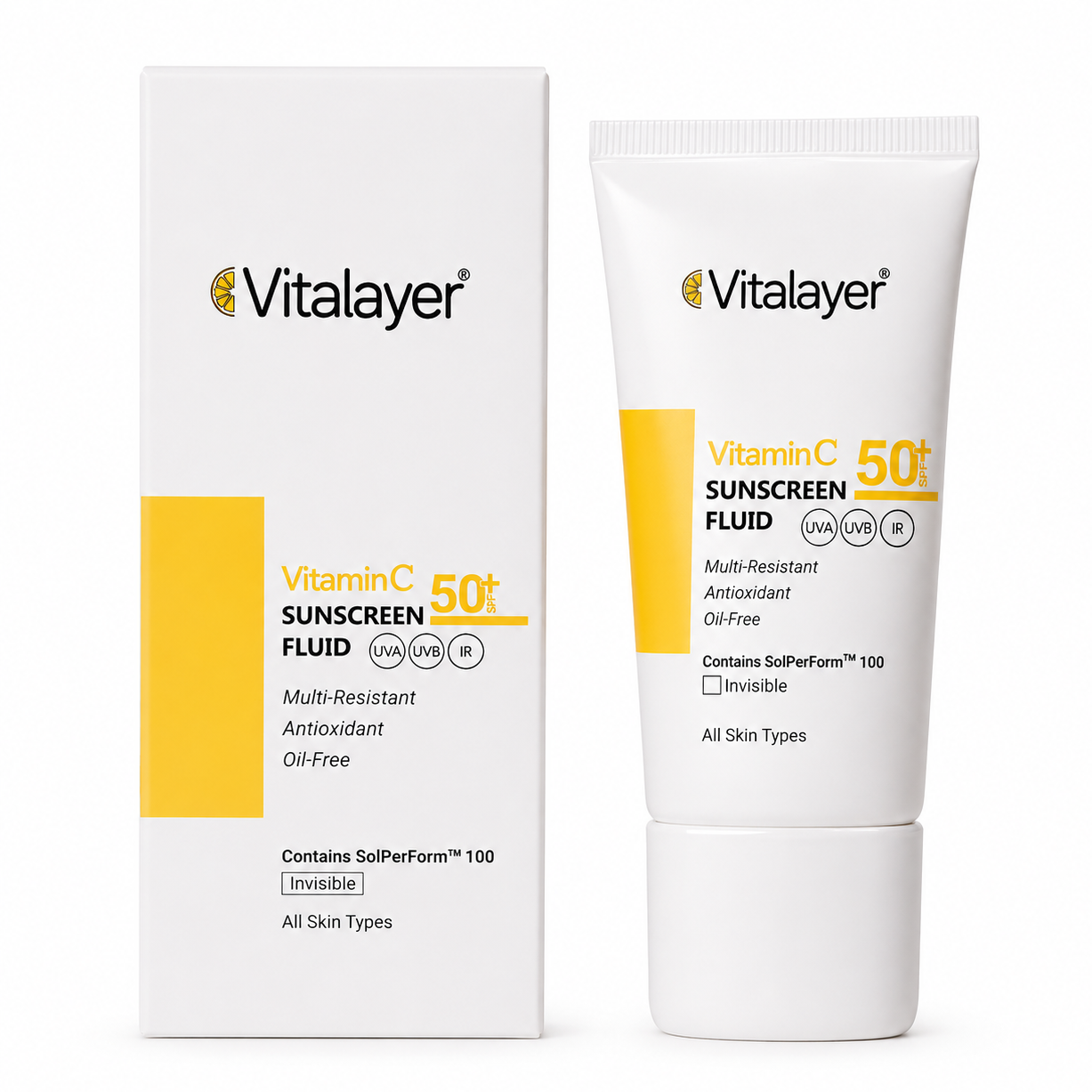 فلوئید ضدآفتاب بی رنگ ویتالیر Vitalyar مناسب انواع پوست SPF 50 حجم 50 میلی لیتر