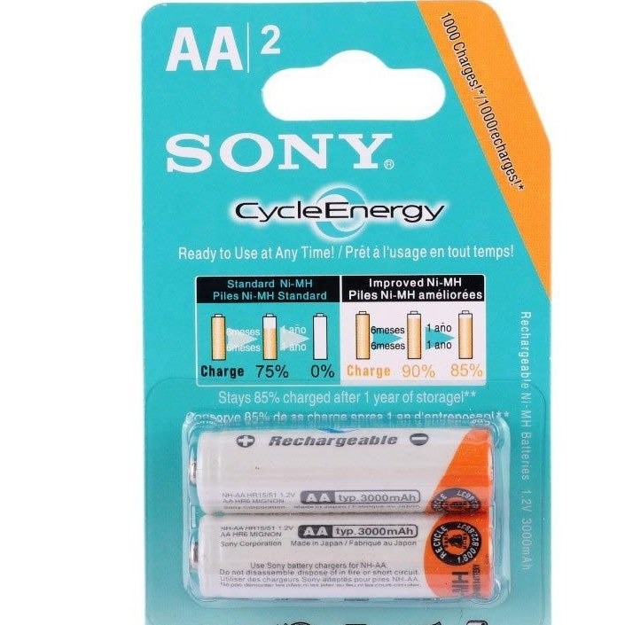 باتری قلمی شارژی سونی (SONY) CycleEnergy (کارتی 2 تایی)