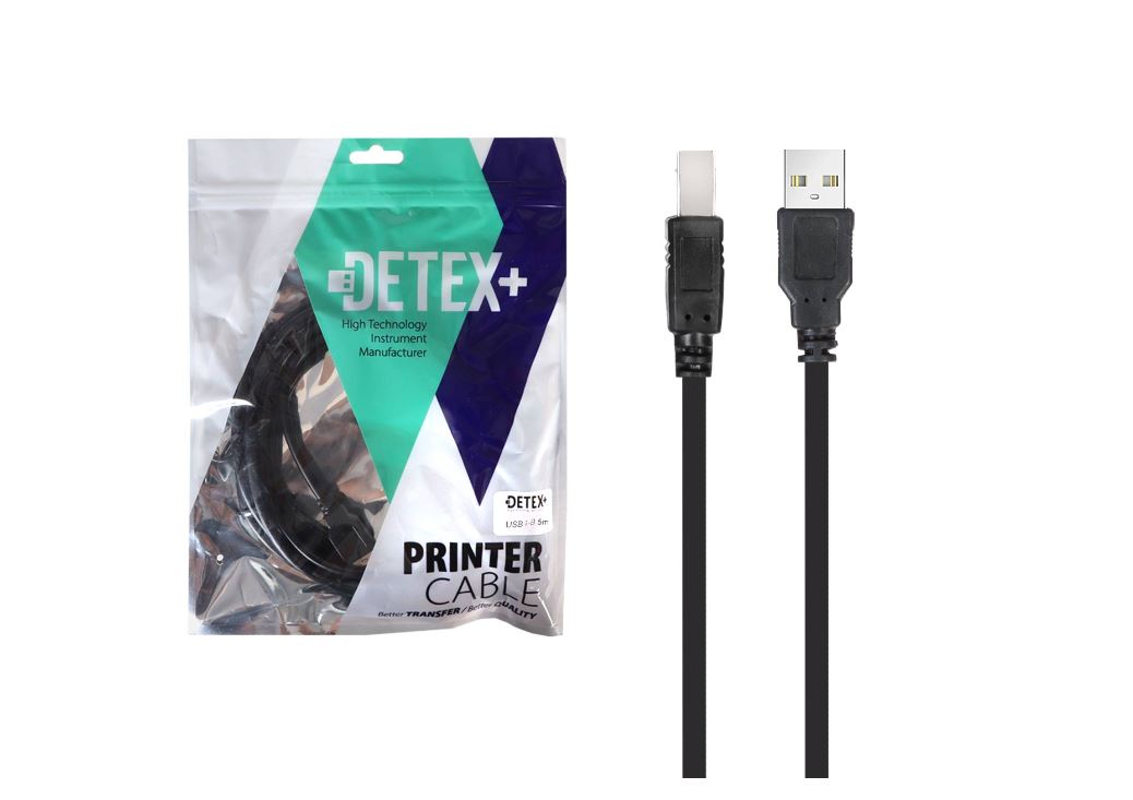 کابل پرینتر 5 متری +DETEX مشکی (موبو بی سیم)